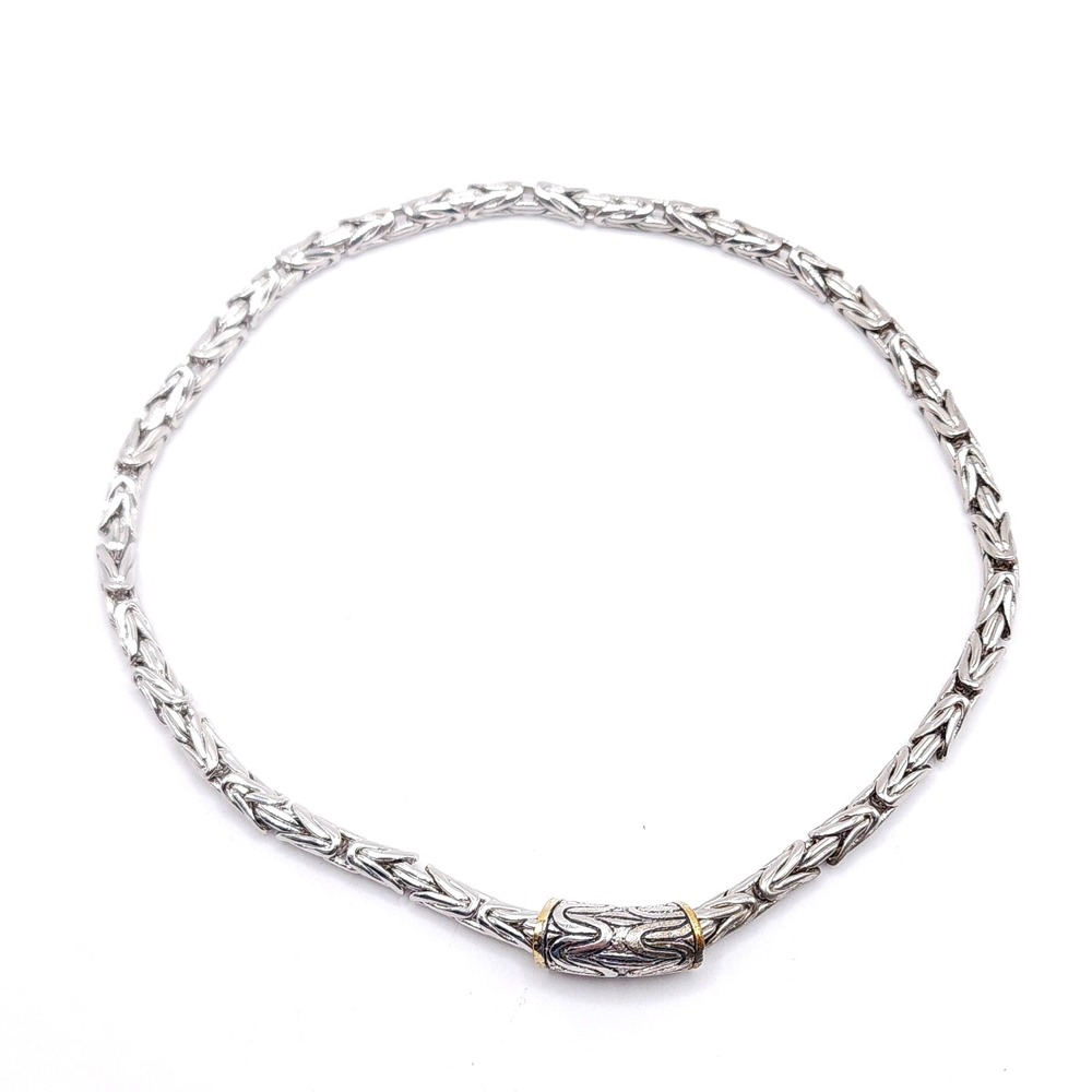 Byzantine Chain Necklace Silver Gold 18in